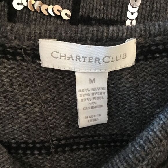 NWOT. Charter Club Women’s M Grey Sweater - Picture 3 of 8